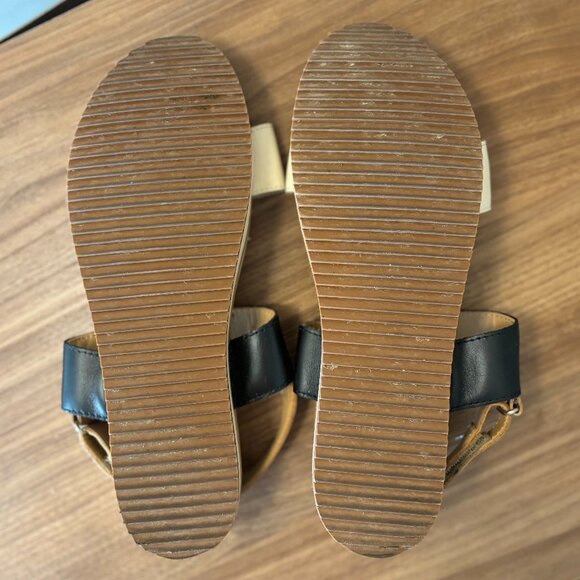 Nisolo Go-To Flatform Sandal in Bone/Black Colorblock, Size 9 - Picture 5 of 6